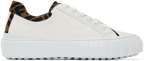 white womens fendi sneakers|fendi white canvas sneakers.